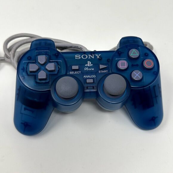 Sony PS ONE PS1 PlayStation 2 PS2 Ocean Blue Clear Controller SCPH-110 OEM